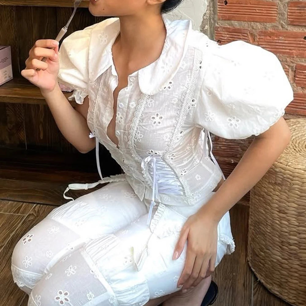 Solid Spliced Button Slimming Blouse