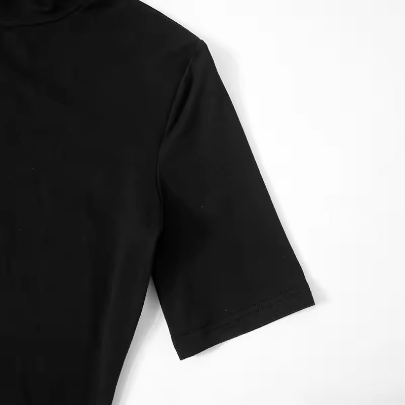 Black Turtleneck Dress with White Skirt