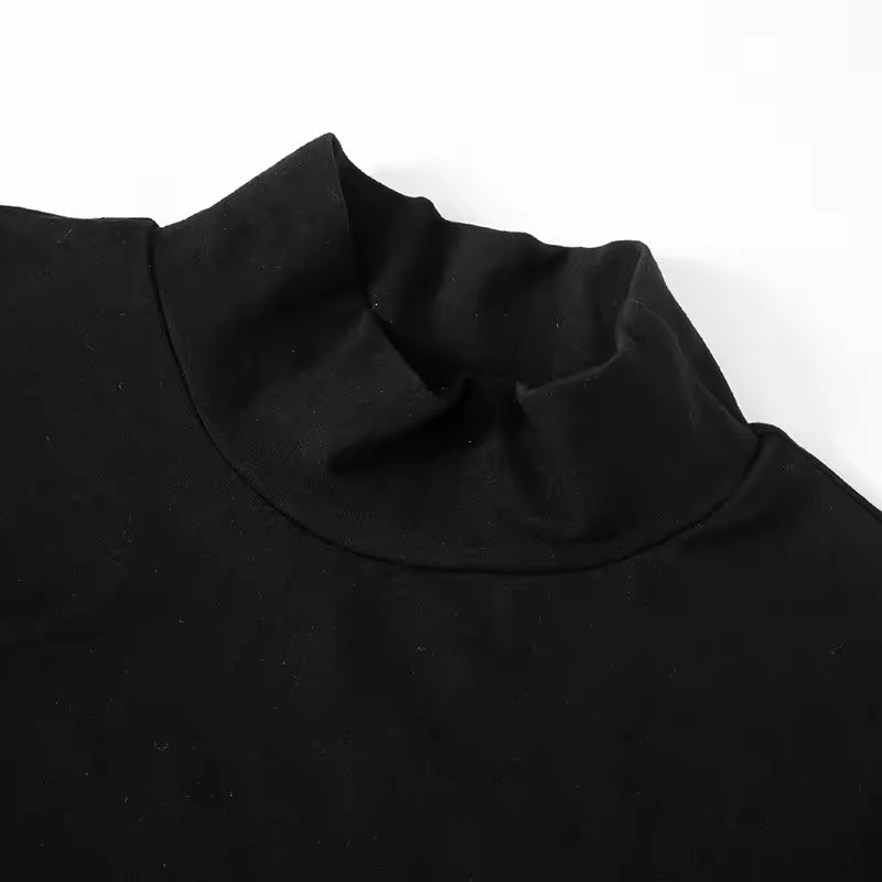 Black Turtleneck Dress with White Skirt