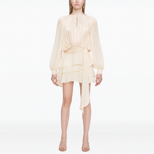 Amara Fully Pleated Draped Mesh Mini Dress