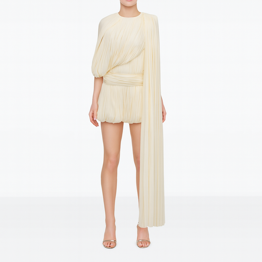 Éclat Pleated Ribbon Mini Dress