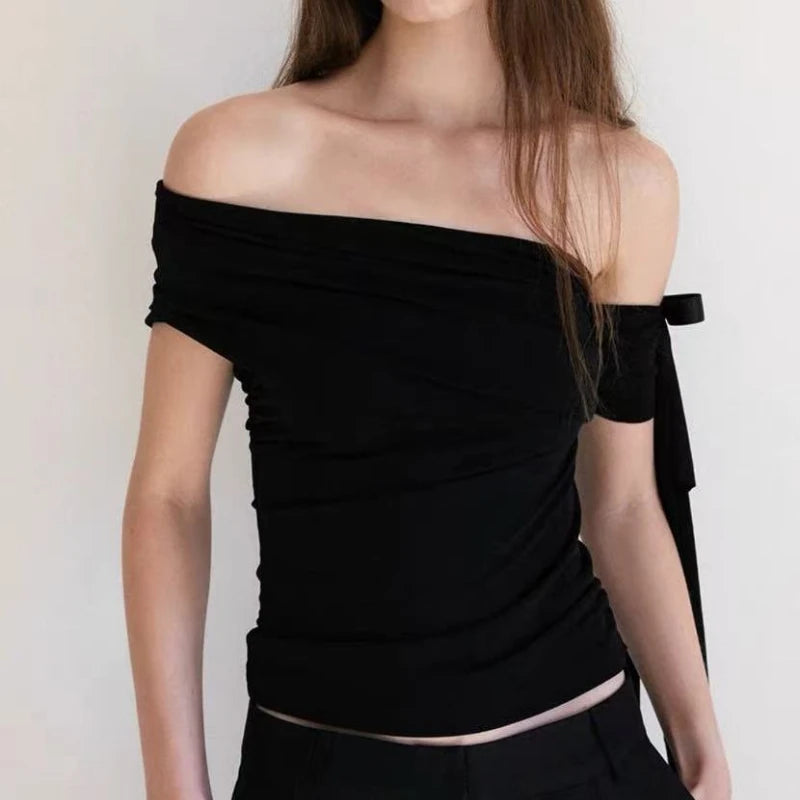 Elegant Off Shoulder Top with Bow Detail (2 colours)