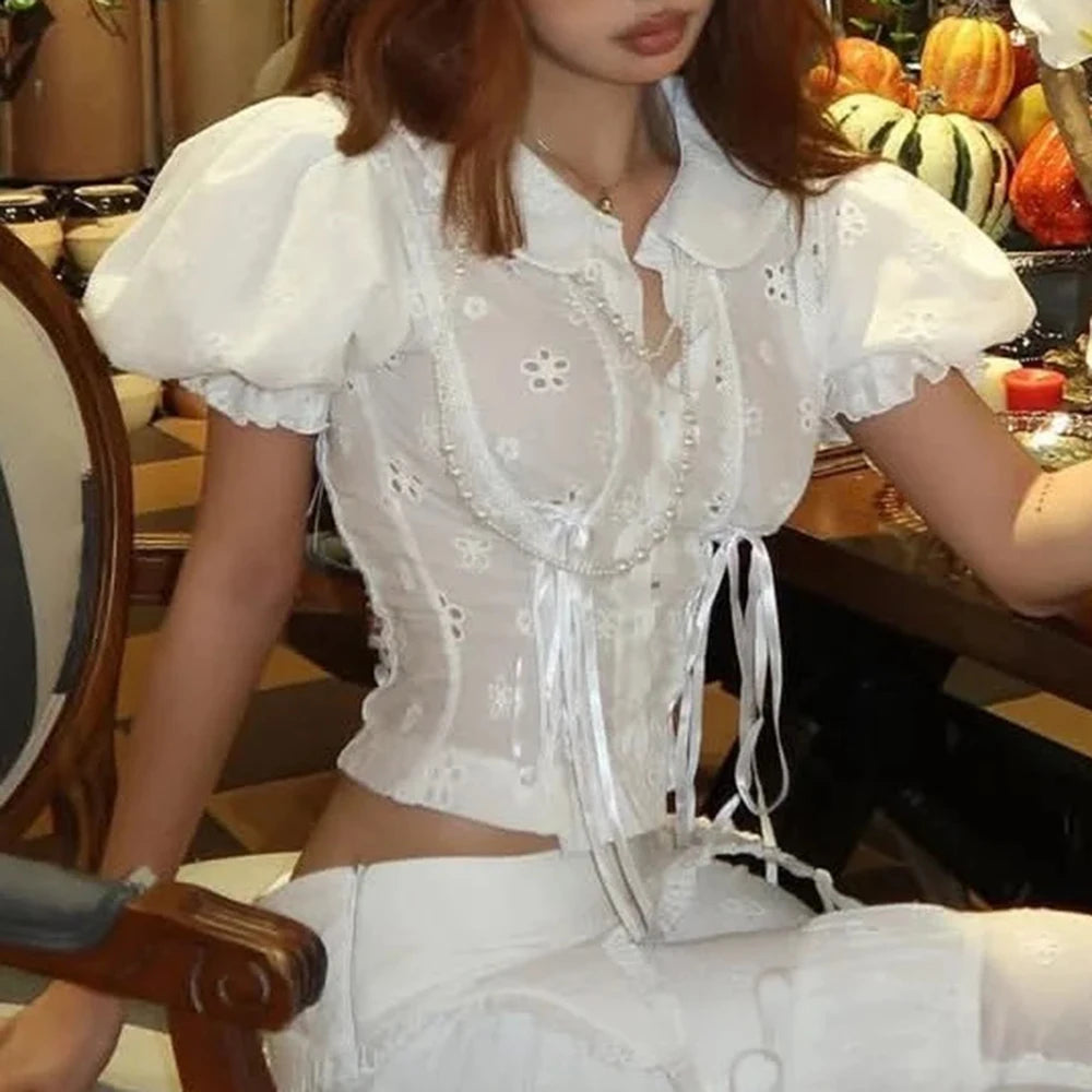 Solid Spliced Button Slimming Blouse