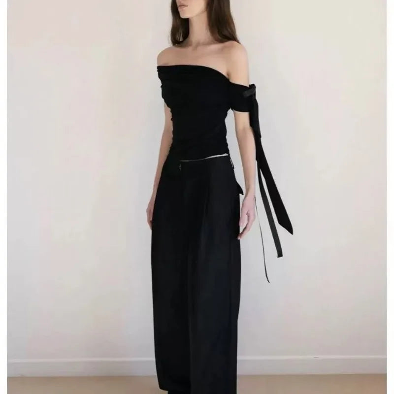 Elegant Off Shoulder Top with Bow Detail (2 colours)