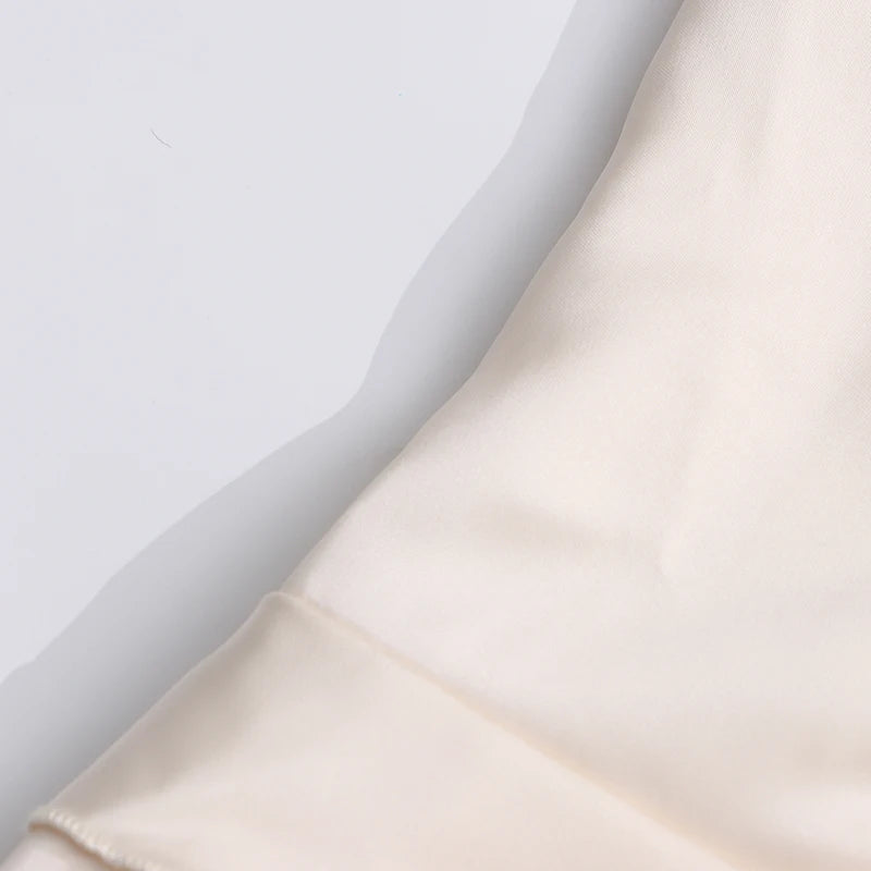 Alouette White Satin Shawl Panel Mini Ruffled Dress