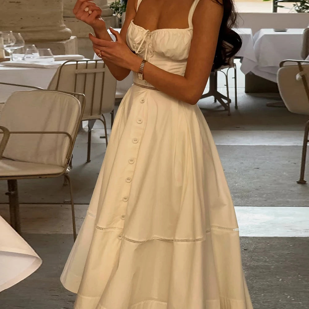 Solid Spliced Button Slimming Dress 