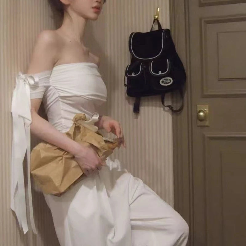 Elegant Off Shoulder Top with Bow Detail (2 colours)