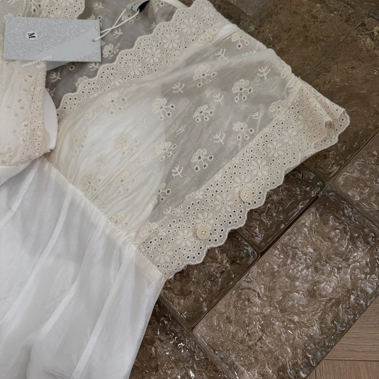  Beige Lace V Neck Long Dress 